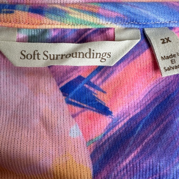 Soft Surroundings Felisa Tunic Top Pink Blue Watercolor Floral - Picture 5 of 6